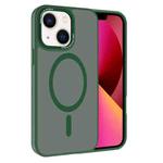 For iPhone 13 Kalebol Metal Lens Frame MagSafe Frosted PC Phone Case(Dark Green)