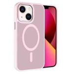 For iPhone 13 Kalebol Metal Lens Frame MagSafe Frosted PC Phone Case(Pink)