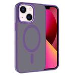 For iPhone 13 Kalebol Metal Lens Frame MagSafe Frosted PC Phone Case(Dark Purple)