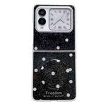 For Huawei Nova Flip Glitter Powder Dots Pattern Phone Case with Holder(Black)
