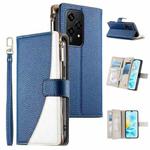 For Honor 200 Lite Global Stitching Multi-card Zipper Wallet Leather Phone Case with Short Strap(Dark Blue)
