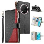 For Honor X9c / Magic7 Lite Stitching Multi-card Zipper Wallet Leather Phone Case with Short Strap(Black)
