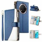 For Honor X9c / Magic7 Lite Stitching Multi-card Zipper Wallet Leather Phone Case with Short Strap(Dark Blue)