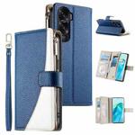 For Honor X50i / Honor 90 Lite Stitching Multi-card Zipper Wallet Leather Phone Case with Short Strap(Dark Blue)