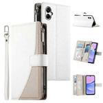 For Samsung Galaxy A05 Stitching Multi-card Zipper Wallet Leather Phone Case with Short Strap(White)