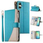 For Samsung Galaxy A06 4G / 5G / A07 4G Stitching Multi-card Zipper Wallet Leather Phone Case with Short Strap(Blue)