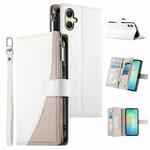 For Samsung Galaxy A06 4G / 5G / A07 4G Stitching Multi-card Zipper Wallet Leather Phone Case with Short Strap(White)