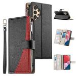For Samsung Galaxy A13 4G / 5G / A04 / A04s Stitching Multi-card Zipper Wallet Leather Phone Case with Short Strap(Black)