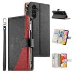 For Samsung Galaxy A14 4G / 5G Stitching Multi-card Zipper Wallet Leather Phone Case with Short Strap(Black)