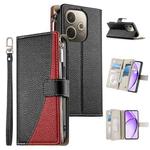 For OPPO A5 Pro 5G Global Stitching Multi-card Zipper Wallet Leather Phone Case with Short Strap(Black)