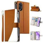 For OPPO A18 / A38 Global Stitching Multi-card Zipper Wallet Leather Phone Case with Short Strap(Brown)