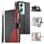For OPPO A79 5G / A2x Stitching Multi-card Zipper Wallet Leather Phone Case with Short Strap(Black)