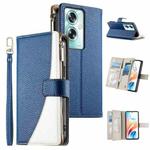 For OPPO A79 5G / A2x Stitching Multi-card Zipper Wallet Leather Phone Case with Short Strap(Dark Blue)