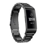 For Fitbit Charge 4 / 3 Tri-beads Flat Buckle Titanium Alloy Watch Band(Black)