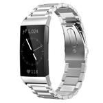 For Fitbit Charge 4 / 3 Tri-beads Flat Buckle Titanium Alloy Watch Band(Silver)