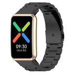 For OPPO Watch Free Tri-beads Flat Buckle Titanium Alloy Watch Band(Black)
