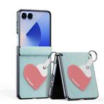 For Samsung Galaxy Z Flip7 5G DUX DUCIS LUVY Series Folding Phone Case with Finger Ring Buckle(Teal Heart)