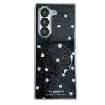 For Samsung Galaxy Z Fold6 Glitter Powder Dots Pattern Phone Case with Holder(Black)