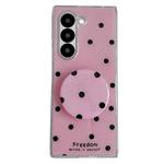 For Samsung Galaxy Z Fold6 Glitter Powder Dots Pattern Phone Case with Holder(Rose Red)