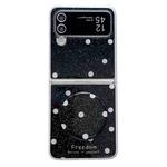 For Samsung Galaxy Z Flip3 5G Glitter Powder Dots Pattern Phone Case with Holder(Black)
