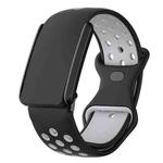 For WHOOP 4.0 Hole Style Butterfly Buckle Two Color Silicone Watch Band(Black Grey)