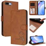 For iPhone 8 Plus / 7 Plus Litter Panda Embossing RFID Leather Phone Case with Lanyard(Brown)