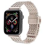 For Apple Watch 46mm / 49mm / 45mm / 44mm Magnetic Snap Clasp Steel Mesh Metal Watch Band(Starlight Color)