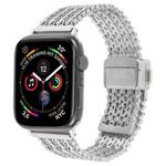 For Apple Watch 46mm / 49mm / 45mm / 44mm Magnetic Snap Clasp Steel Mesh Metal Watch Band(Silver)