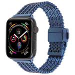 For Apple Watch 42mm / 41mm / 40mm / 38mm Magnetic Snap Clasp Steel Mesh Metal Watch Band(Blue)