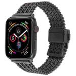 For Apple Watch 42mm / 41mm / 40mm / 38mm Magnetic Snap Clasp Steel Mesh Metal Watch Band(Black)