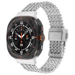 For Samsung Galaxy Watch Ultra 47mm Magnetic Snap Clasp Steel Mesh Metal Watch Band(Silver)