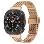 For Samsung Galaxy Watch Ultra 47mm Magnetic Snap Clasp Steel Mesh Metal Watch Band(Rose Gold)