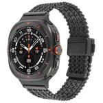 For Samsung Galaxy Watch Ultra 47mm Magnetic Snap Clasp Steel Mesh Metal Watch Band(Black)