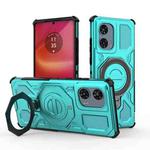 For Motorola Edge 50 Fusion 5G Global J-20 Solid Color MagSafe Magnetic TPU+PC Phone Case(Lake Blue)
