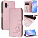 For Samsung Galaxy XCover6 Pro Litter Panda Embossing RFID Leather Phone Case with Lanyard(Pink)