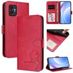 For Samsung Galaxy XCover7 Pro Litter Panda Embossing RFID Leather Phone Case with Lanyard(Rose Red)