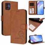 For Samsung Galaxy XCover7 Pro Litter Panda Embossing RFID Leather Phone Case with Lanyard(Brown)