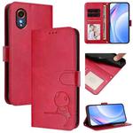 For Samsung Galaxy XCover7 Litter Panda Embossing RFID Leather Phone Case with Lanyard(Rose Red)