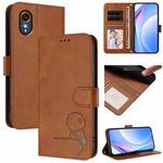 For Samsung Galaxy XCover7 Litter Panda Embossing RFID Leather Phone Case with Lanyard(Brown)