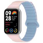 For Xiaomi Smart Band 9 Pro / Redmi Watch 5 Two Color Magnetic Silicone Watch Band(Pink Misty Blue)