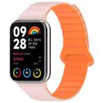 For Xiaomi Smart Band 9 Pro / Redmi Watch 5 Two Color Magnetic Silicone Watch Band(Pink Orange)
