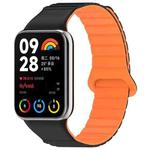 For Xiaomi Smart Band 9 Pro / Redmi Watch 5 Two Color Magnetic Silicone Watch Band(Black Orange)