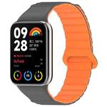 For Xiaomi Smart Band 9 Pro / Redmi Watch 5 Two Color Magnetic Silicone Watch Band(Grey Orange)