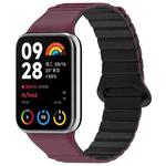 For Xiaomi Smart Band 9 Pro / Redmi Watch 5 Two Color Magnetic Silicone Watch Band(Wine Red Black)
