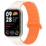 For Xiaomi Smart Band 9 Pro / Redmi Watch 5 Two Color Magnetic Silicone Watch Band(Starlight Orange)