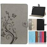 For Samsung Galaxy Tab A7 10.4 (2020) T505 Butterfly Flower Embossing Pattern Horizontal Flip Leather Case with Holder & Card Slots & Wallet(Grey)