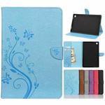 For Samsung Galaxy Tab A7 10.4 (2020) T505 Butterfly Flower Embossing Pattern Horizontal Flip Leather Case with Holder & Card Slots & Wallet(Blue)
