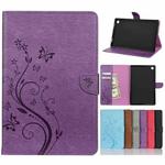 For Samsung Galaxy Tab A7 10.4 (2020) T505 Butterfly Flower Embossing Pattern Horizontal Flip Leather Case with Holder & Card Slots & Wallet(Purple)