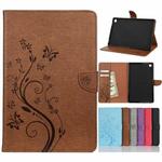For Samsung Galaxy Tab A7 10.4 (2020) T505 Butterfly Flower Embossing Pattern Horizontal Flip Leather Case with Holder & Card Slots & Wallet(Brown)