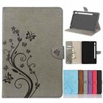 For Samsung Galaxy Tab S8 / Galaxy Tab S7 T870 / T875 Butterfly Flower Embossing Pattern Horizontal Flip Leather Case with Holder & Card Slots & Wallet(Grey)